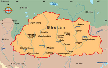 Map of Bhutan