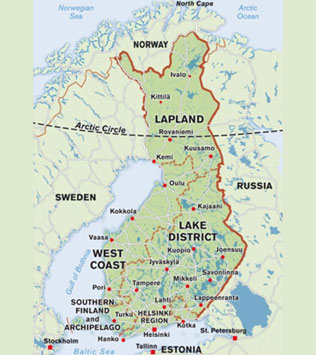 Map of Finnish Lapland