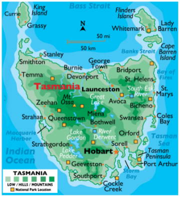 Map of Tasmania